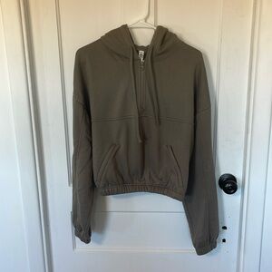 Womens Alo Cropped Hooded Half Zip Sweatshirt Size M